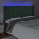  Zagłówek do łóżka z LED, ciemnozielony 203x16x118/128cm aksamit
