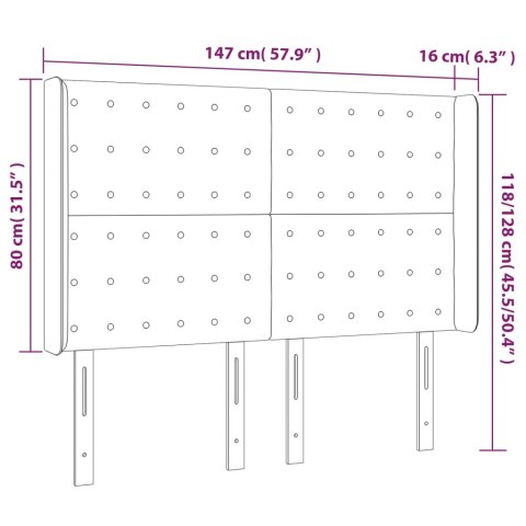  Zagłówek do łóżka z LED, czarny, 147x16x118/128 cm, tkanina