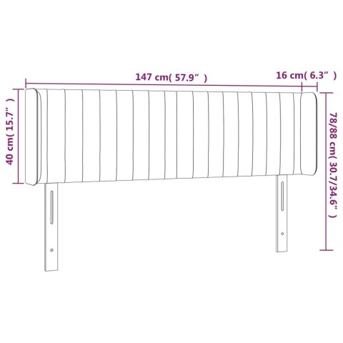  Zagłówek do łóżka z LED, jasnoszary, 147x16x78/88 cm, aksamit