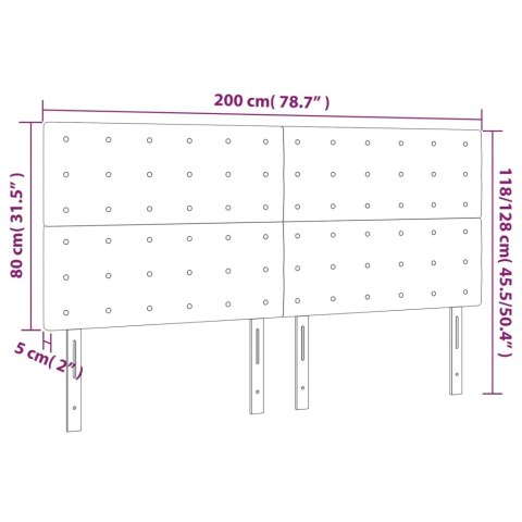  Zagłówek do łóżka z LED, jasnoszary, 200x5x118/128 cm, tkanina