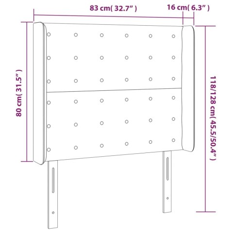  Zagłówek do łóżka z LED, kremowy, 83x16x118/128 cm, tkanina