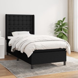  Łóżko kontynentalne z materacem, czarne, tkanina, 80x200 cm
