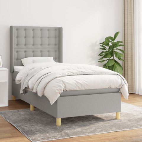  Łóżko kontynentalne z materacem, jasnoszare, tkanina, 90x200 cm
