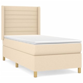  Łóżko kontynentalne z materacem, kremowe, tkanina, 100x200 cm