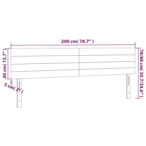  Zagłówek do łóżka z LED, kremowy, 200x5x78/88 cm, tkanina