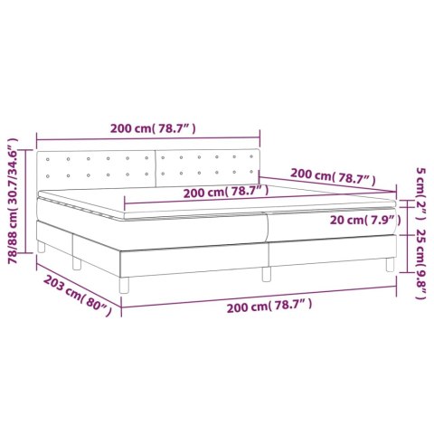  Łóżko kontynentalne, materac i LED cappuccino 200x200 cm