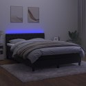  Łóżko kontynentalne z materacem i LED, czarny aksamit 140x200cm