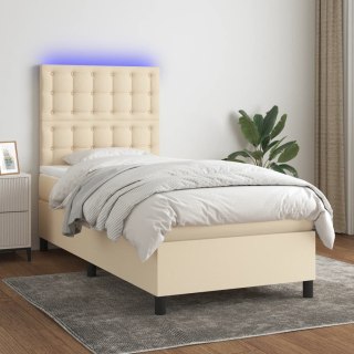  Łóżko kontynentalne z materacem, kremowe, 90x190 cm, tkanina
