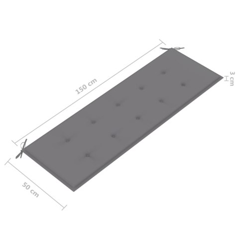  3-os. ławka ogrodowa z poduszką, 150 cm, szara, eukaliptus