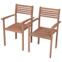  Krzesła ogrodowe, 2 szt., szare poduszki, lite drewno tekowe