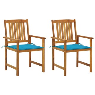 Krzesła ogrodowe z poduszkami, 2 szt., drewno akacjowe