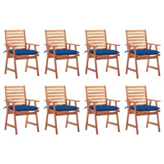  Krzesła ogrodowe z poduszkami, 8 szt., lite drewno akacjowe