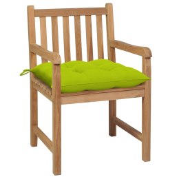  Krzesła ogrodowe z jasnozielonymi poduszkami, 2 szt., tekowe