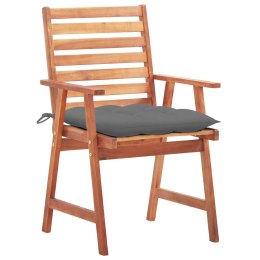  Krzesła ogrodowe z poduszkami, 3 szt., lite drewno akacjowe