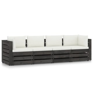  Ogrodowa sofa 4-os z poduszkami, impregnowane na szaro drewno