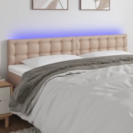  Zagłówek do łóżka z LED, cappuccino, 160x5x78/88 cm, ekoskóra