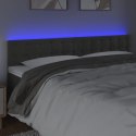  Zagłówek do łóżka z LED, ciemnoszary, 180x5x78/88 cm, aksamit