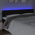  Zagłówek do łóżka z LED, czarny, 160x5x78/88 cm, tkanina
