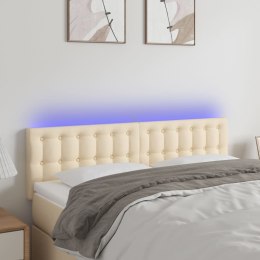  Zagłówek do łóżka z LED, kremowy, 144x5x78/88 cm, tkanina