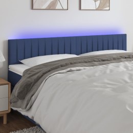  Zagłówek do łóżka z LED, niebieski, 160x5x78/88 cm, tkanina