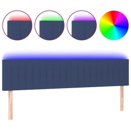  Zagłówek do łóżka z LED, niebieski, 160x5x78/88 cm, tkanina