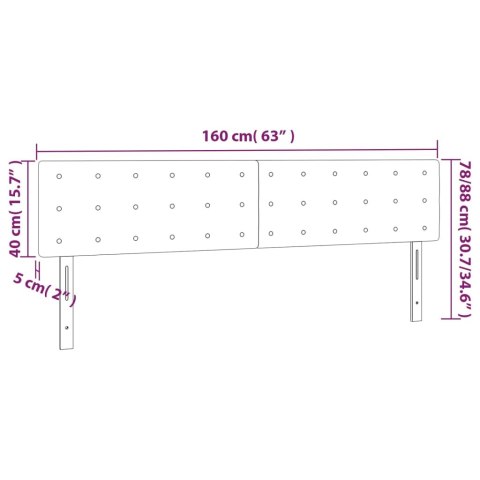  Zagłówek do łóżka z LED, taupe, 160x5x78/88 cm, tkanina