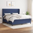  Łóżko kontynentalne z materacem, niebieskie, tkanina, 160x200cm