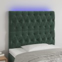  Zagłówek do łóżka z LED, ciemnozielony, 90x7x118/128cm, aksamit