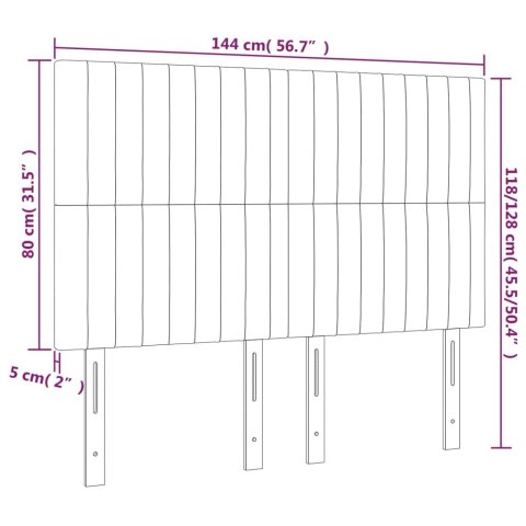  Zagłówek do łóżka z LED, czarny, 144x5x118/128 cm, aksamit