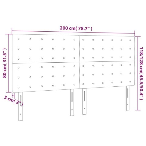  Zagłówek do łóżka z LED, czarny, 200x5x118/128 cm, aksamit