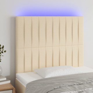  Zagłówek do łóżka z LED, kremowy, 80x5x118/128 cm, tkanina