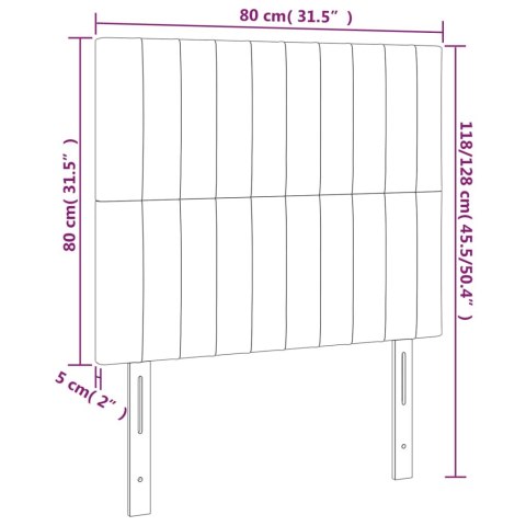  Zagłówek do łóżka z LED, różowy, 80x5x118/128 cm, aksamit