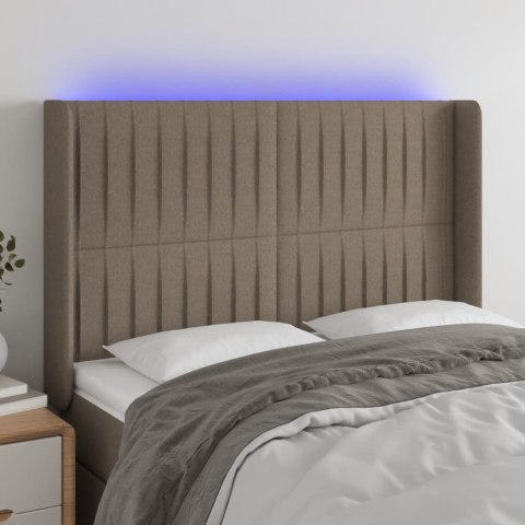  Zagłówek do łóżka z LED, taupe, 147x16x118/128 cm, tkanina