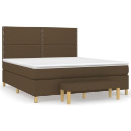  Łóżko kontynentalne z materacem, brązowe, tkanina, 160x200 cm