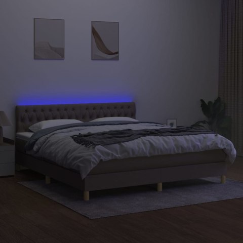  Łóżko kontynentalne z materacem, taupe, 160x200 cm, tkanina