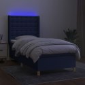  Łóżko kontynentalne z materacem, niebieskie, 80x200 cm, tkanina