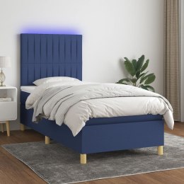  Łóżko kontynentalne z materacem, niebieskie, 80x200 cm, tkanina