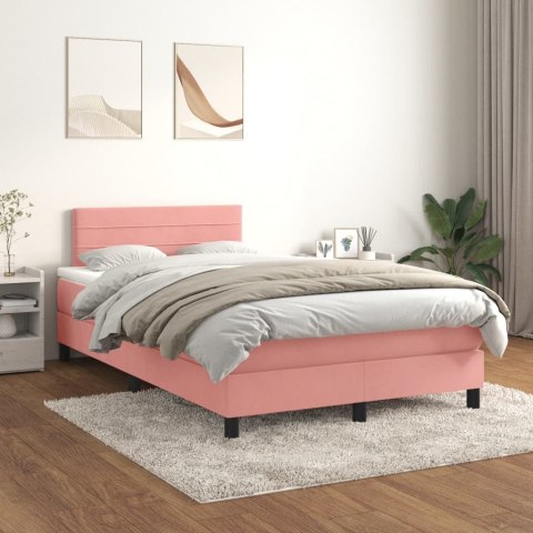  Łóżko kontynentalne z materacem, różowe, 120x200 cm, aksamit
