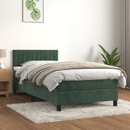  Łóżko kontynentalne z materacem, zielone, aksamit, 90x190 cm