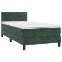  Łóżko kontynentalne z materacem, zielone, aksamit, 90x190 cm