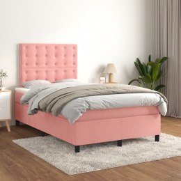  Łóżko kontynentalne z materacem, różowe, 120x200 cm, aksamit