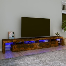  Szafka pod TV z oświetleniem LED, opalany dąb, 260x36,5x40 cm