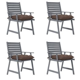  Krzesła ogrodowe z poduszkami, 4 szt., lite drewno akacjowe