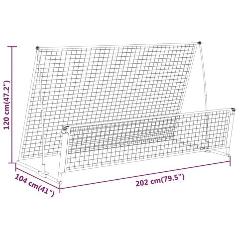  Rebounder do piłki nożnej 2-w-1, 202x104x120 cm, stal