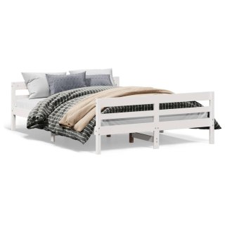  Rama łóżka z wezgłowiem, biała, 120x200 cm, lite drewno sosnowe