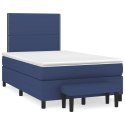  Łóżko kontynentalne z materacem, niebieskie, 120x190cm, tkanina