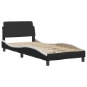  Łóżko z materacem, czarno-białe, 90x190 cm, sztuczna skóra