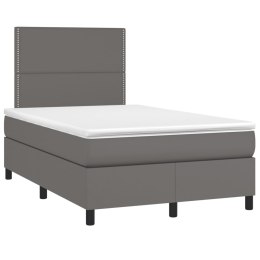 Łóżko kontynentalne z materacem, szare, 120x190 cm, ekoskóra