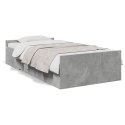  Rama łóżka z szufladami, szarość betonu, 75x190 cm