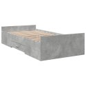  Rama łóżka z szufladami, szarość betonu, 75x190 cm
